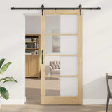 vidaXL Schuifdeur Wit 73,5 x 211 cm Massief grenenhout en glas