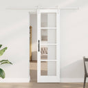 vidaXL Schuifdeur Wit 73,5 x 211 cm Massief grenenhout en glas