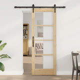 vidaXL Sliding Door ORKDAL White 73.5 x 211 cm Solid Pine and Glass