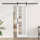 vidaXL Sliding Door ORKDAL White 73.5 x 211 cm Solid Pine and Glass