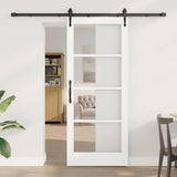 vidaXL Sliding Door ORKDAL White 73.5 x 211 cm Solid Pine and Glass