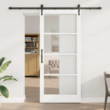vidaXL Sliding Door ORKDAL White 73.5 x 211 cm Solid Pine and Glass