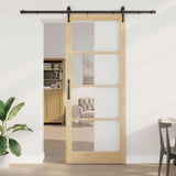 vidaXL Sliding Door ORKDAL White 73.5 x 211 cm Solid Pine and Glass