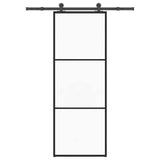vidaXL Schuifdeur met beslag 76x205 cm ESG-glas en aluminium