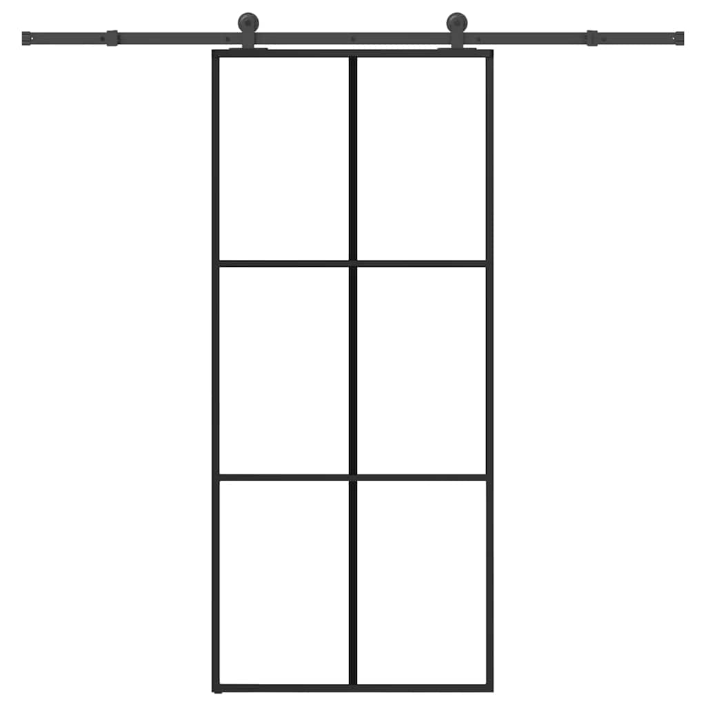 vidaXL Schuifdeur met beslag 76x205 cm ESG-glas en aluminium