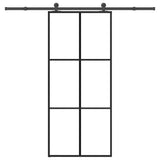 vidaXL Schuifdeur met beslag 76x205 cm ESG-glas en aluminium