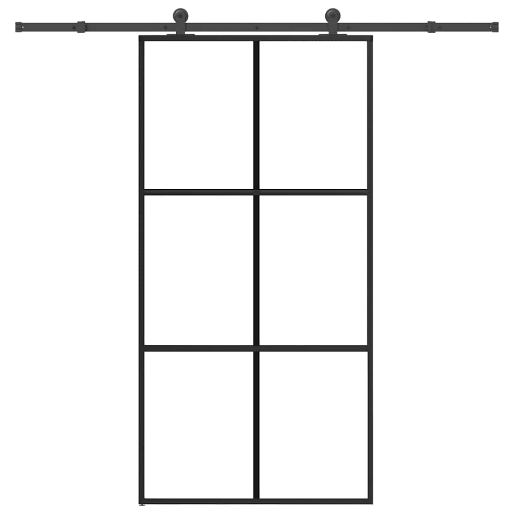 vidaXL Schuifdeur met beslag 76x205 cm ESG-glas en aluminium