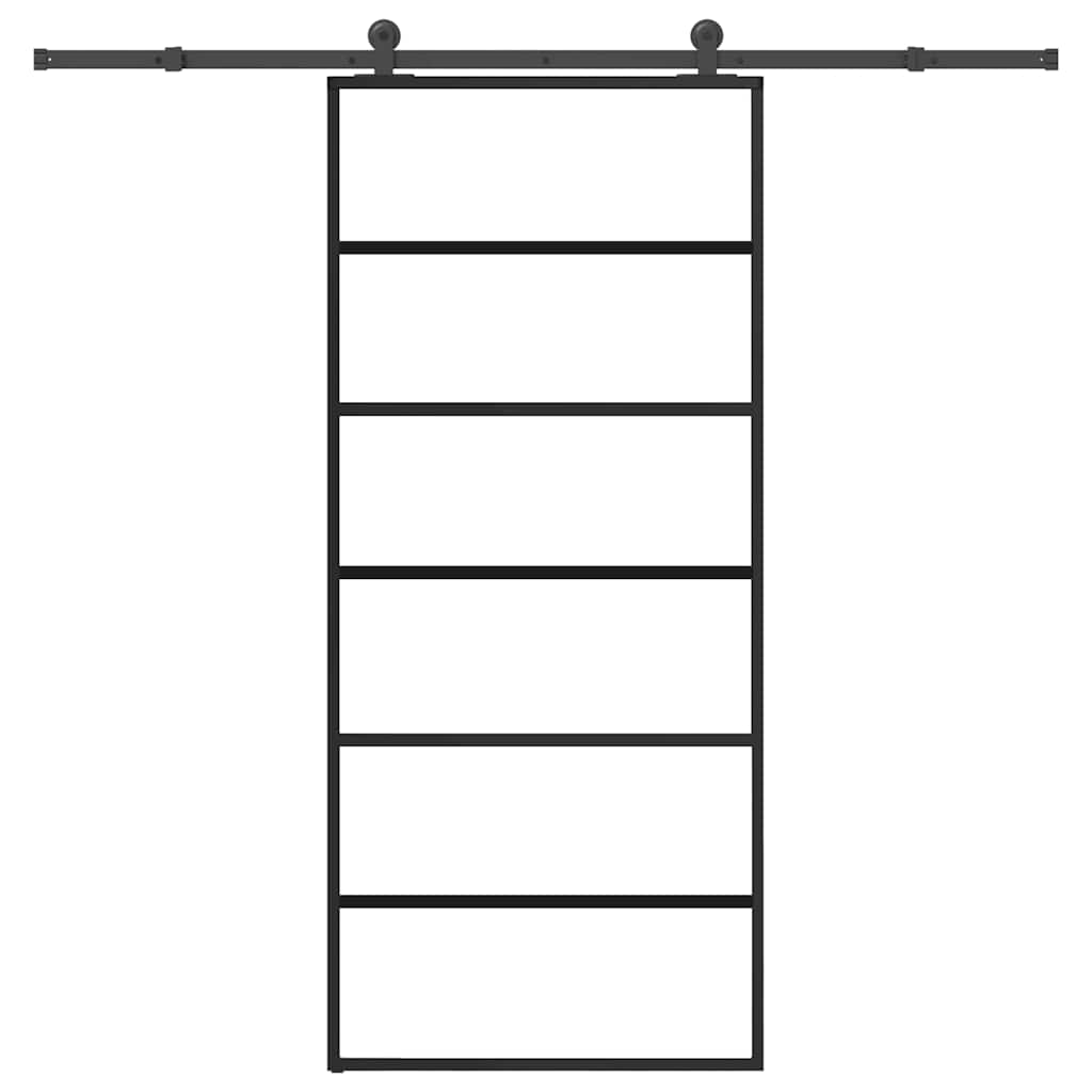 vidaXL Schuifdeur met beslag 76x205 cm ESG-glas en aluminium