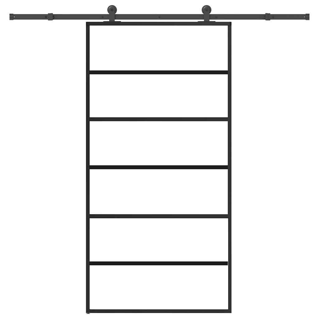 vidaXL Schuifdeur met beslag 76x205 cm ESG-glas en aluminium