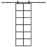 vidaXL Schuifdeur met beslag 76x205 cm ESG-glas en aluminium