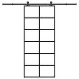 vidaXL Schuifdeur met beslag 76x205 cm ESG-glas en aluminium