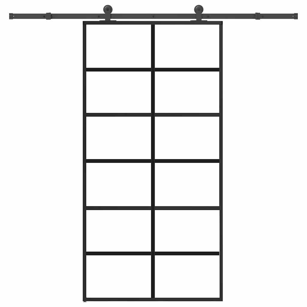 vidaXL Schuifdeur met beslag 76x205 cm ESG-glas en aluminium