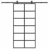vidaXL Schuifdeur met beslag 76x205 cm ESG-glas en aluminium