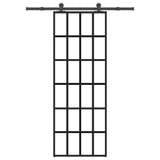 vidaXL Schuifdeur met beslag 76x205 cm ESG-glas en aluminium