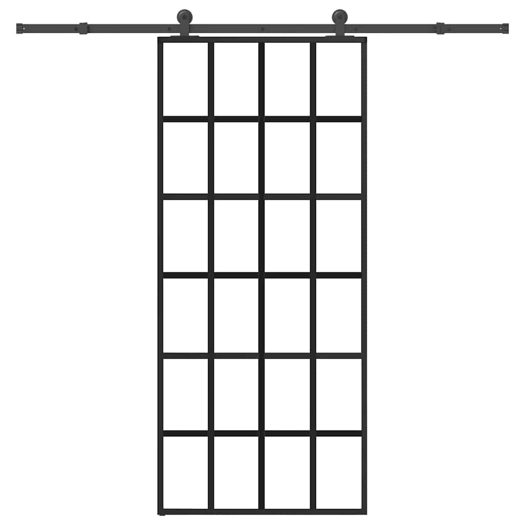 vidaXL Schuifdeur met beslag 76x205 cm ESG-glas en aluminium