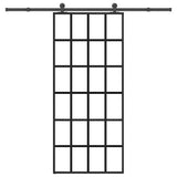 vidaXL Schuifdeur met beslag 76x205 cm ESG-glas en aluminium