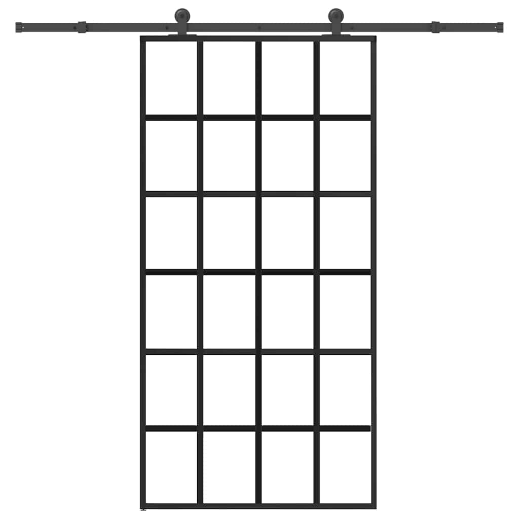 vidaXL Schuifdeur met beslag 76x205 cm ESG-glas en aluminium