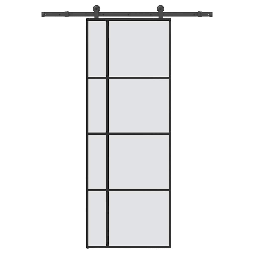 vidaXL Schuifdeur met beslag 76x205 cm ESG-glas en aluminium