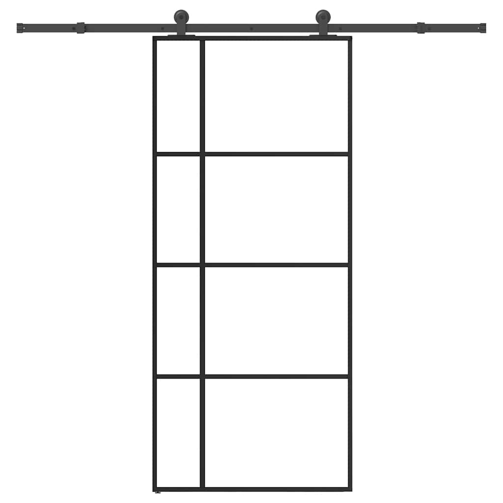 vidaXL Schuifdeur met beslag 76x205 cm ESG-glas en aluminium