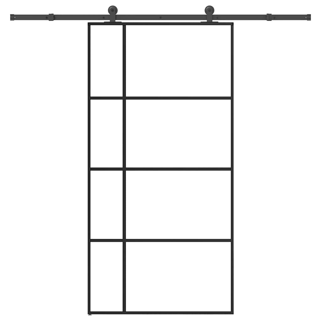 vidaXL Schuifdeur met beslag 76x205 cm ESG-glas en aluminium