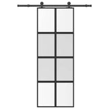vidaXL Sliding Door with Hardware 76x205 cm ESG Glass and Aluminum