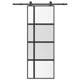 vidaXL Schuifdeur met beslag 76x205 cm ESG-glas en aluminium
