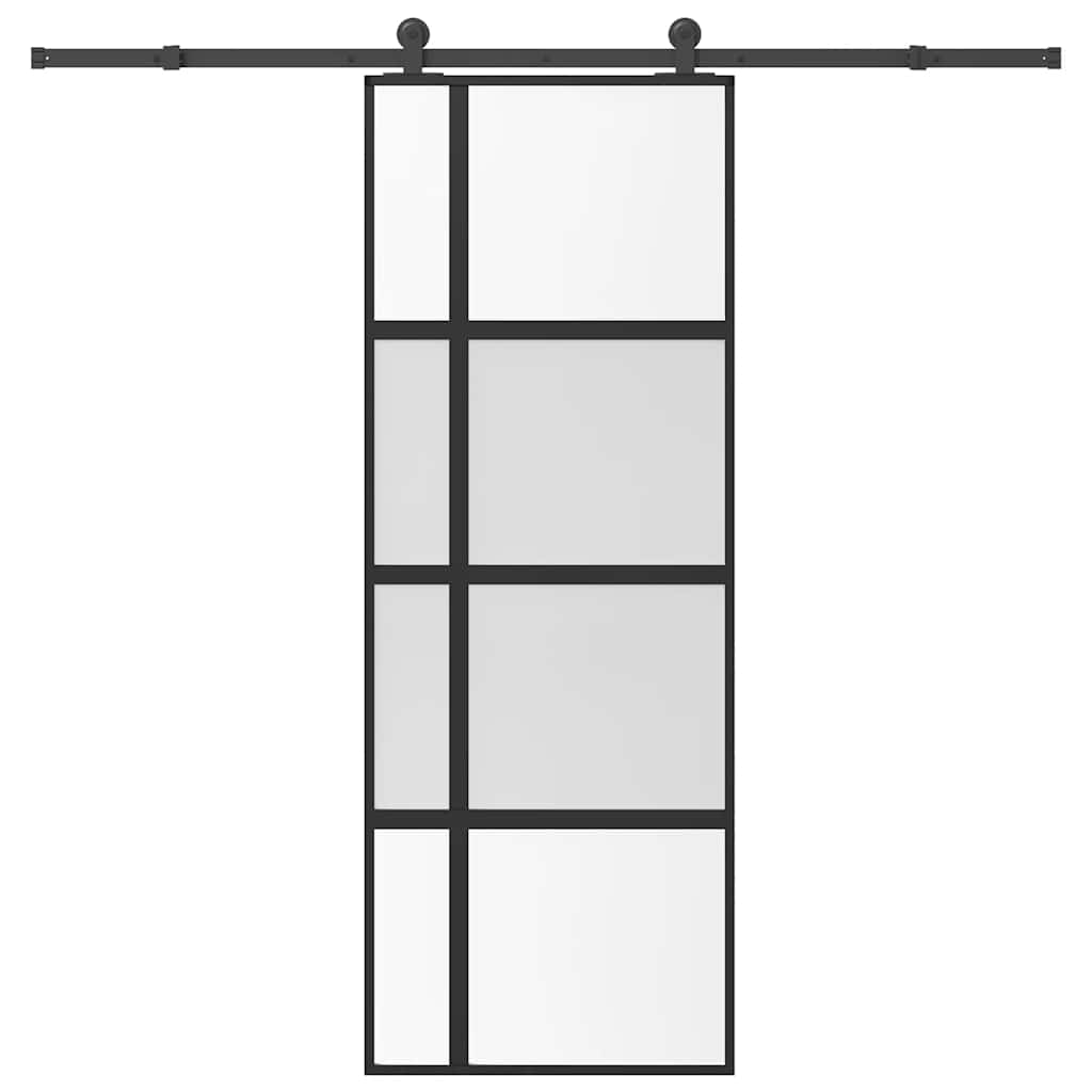 vidaXL Schuifdeur met beslag 76x205 cm ESG-glas en aluminium