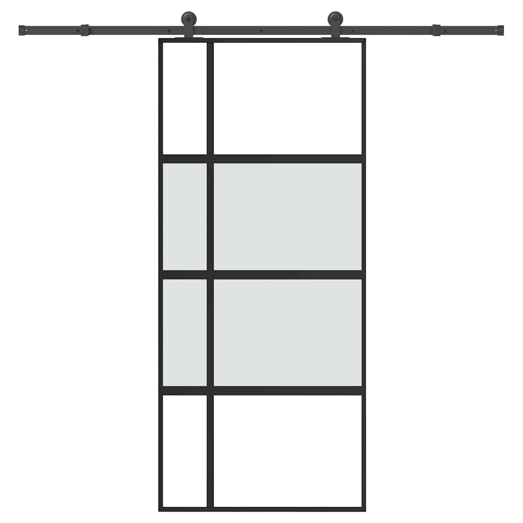 vidaXL Schuifdeur met beslag 76x205 cm ESG-glas en aluminium