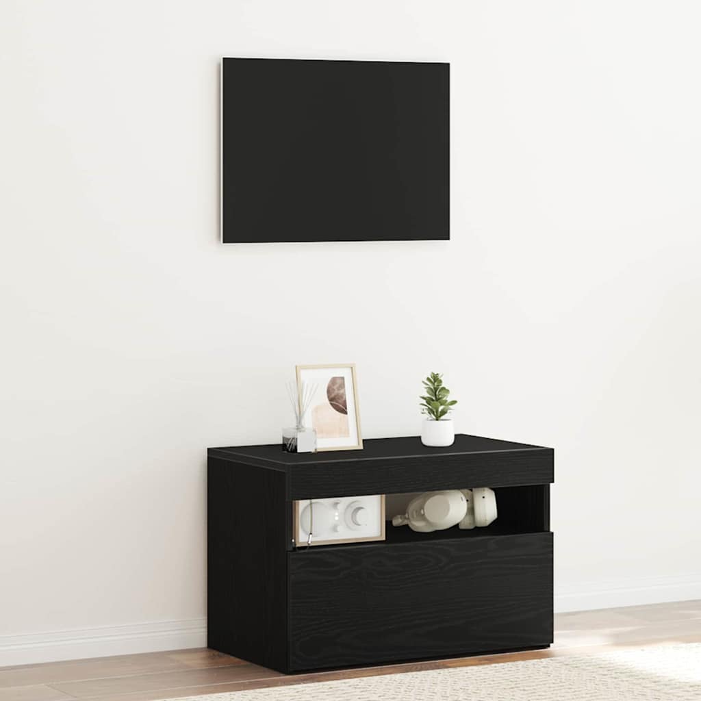 vidaXL Nachtkastje met LED-verlichting 60x35x40 cm bewerkt hout wit
