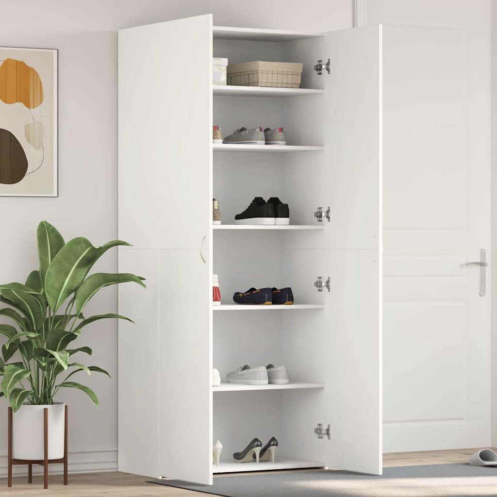 vidaXL Schoenenkast met plank Wit 80 x 35.5 x 180 cm Bewerkt hout