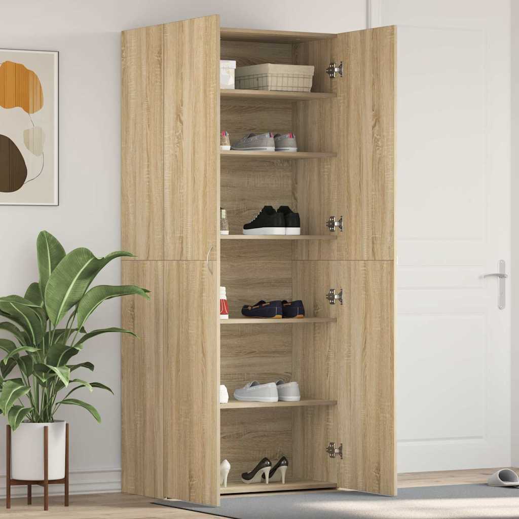 vidaXL Schoenenkast met plank Wit 80 x 35.5 x 180 cm Bewerkt hout