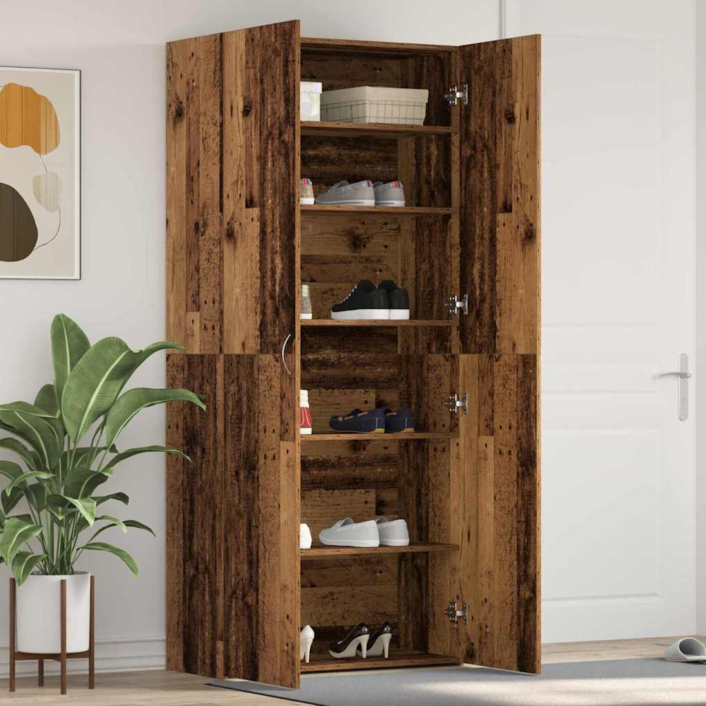 vidaXL Schoenenkast met plank Wit 80 x 35.5 x 180 cm Bewerkt hout