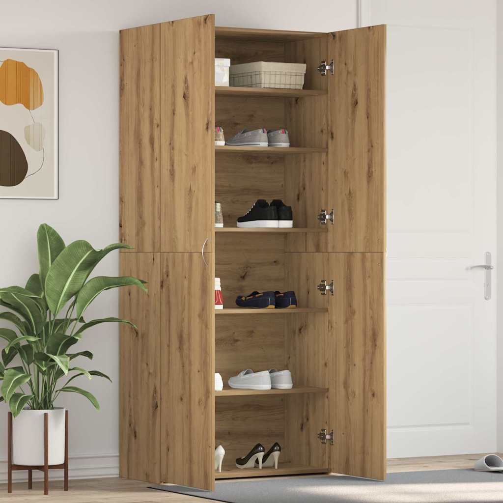 vidaXL Schoenenkast met plank Wit 80 x 35.5 x 180 cm Bewerkt hout