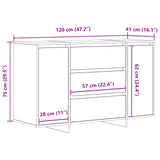 vidaXL Dressoir met lade Wit 120 x 41 x 75 cm Bewerkt hout