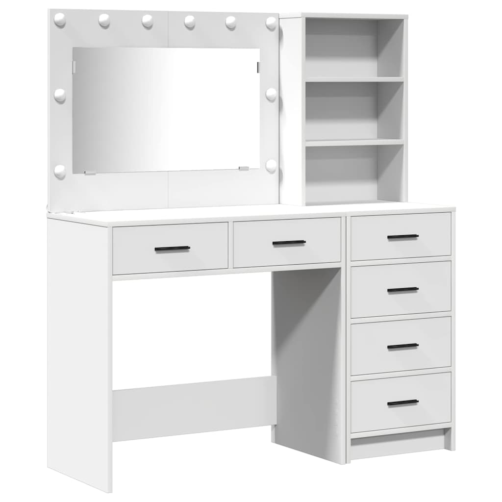 vidaXL Dressing Table with Drawer with Shelf White 78.5 x 41 x 135 cm Engineered Wood