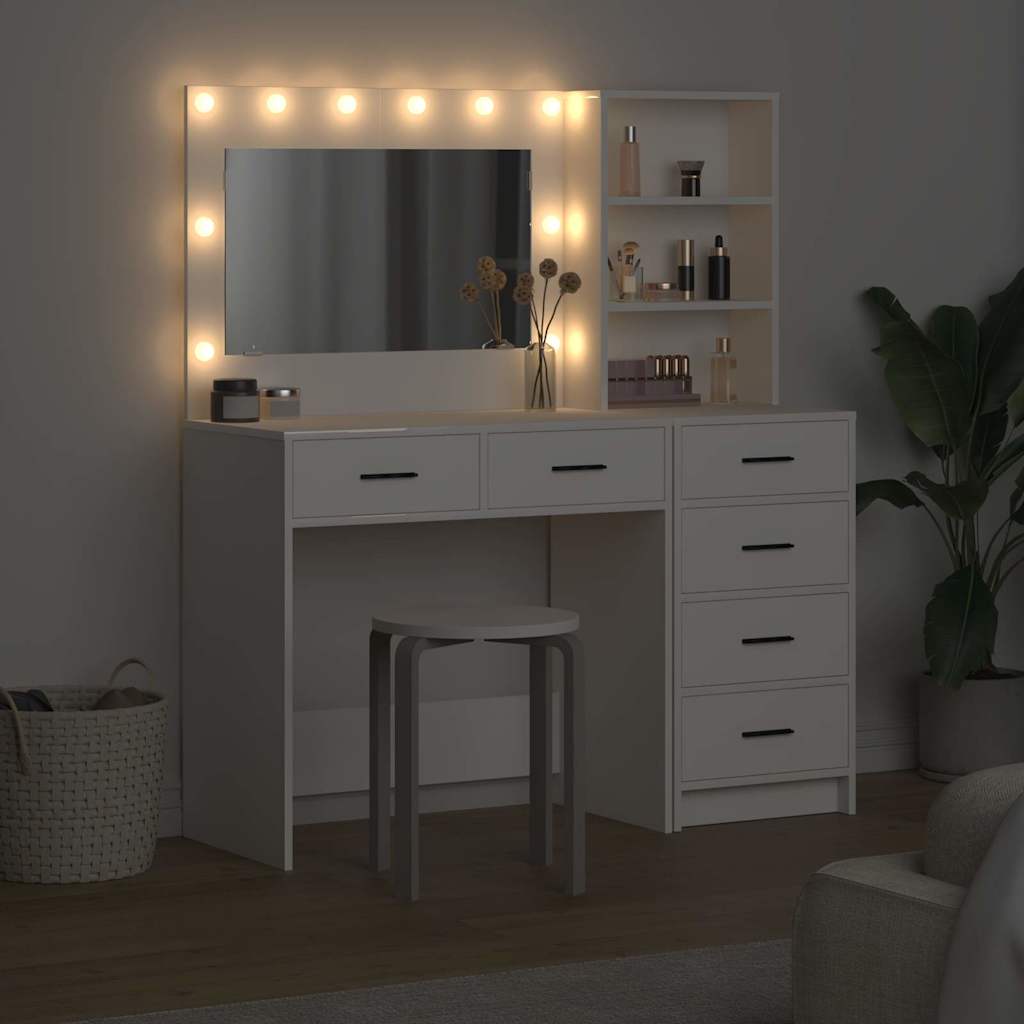vidaXL Dressing Table with Drawer with Shelf White 78.5 x 41 x 135 cm Engineered Wood