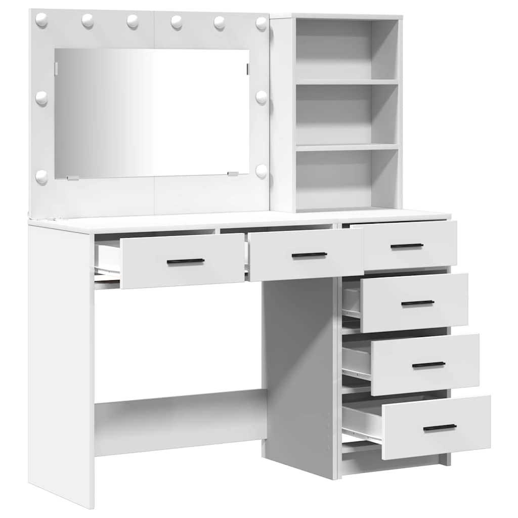 vidaXL Dressing Table with Drawer with Shelf White 78.5 x 41 x 135 cm Engineered Wood
