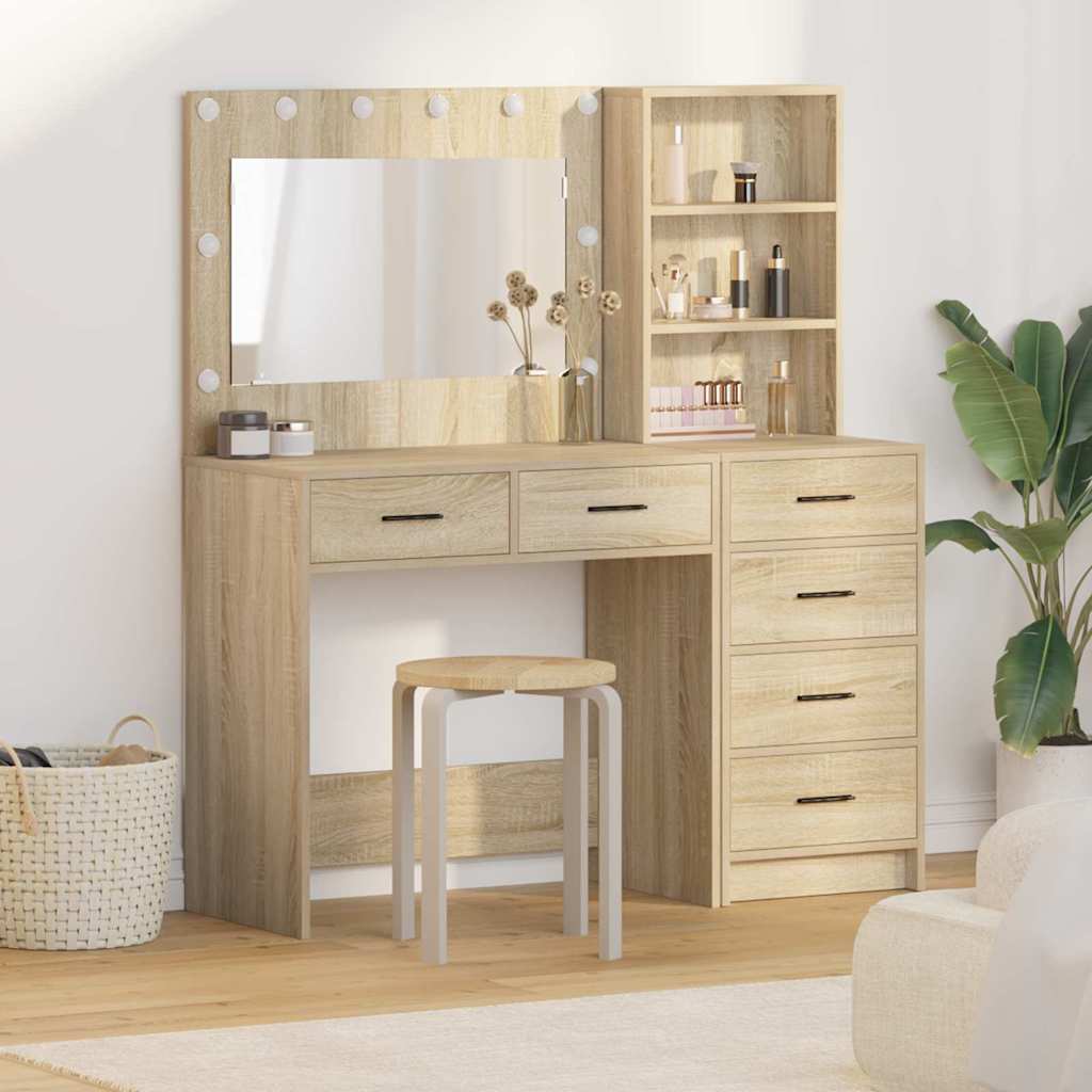 vidaXL Dressing Table with Drawer with Shelf White 78.5 x 41 x 135 cm Engineered Wood