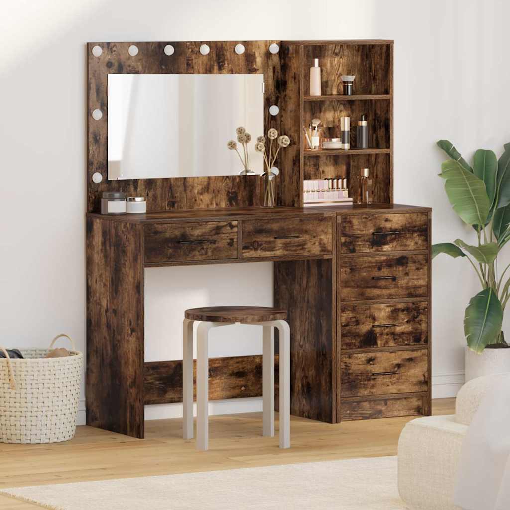 vidaXL Dressing Table with Drawer with Shelf White 78.5 x 41 x 135 cm Engineered Wood