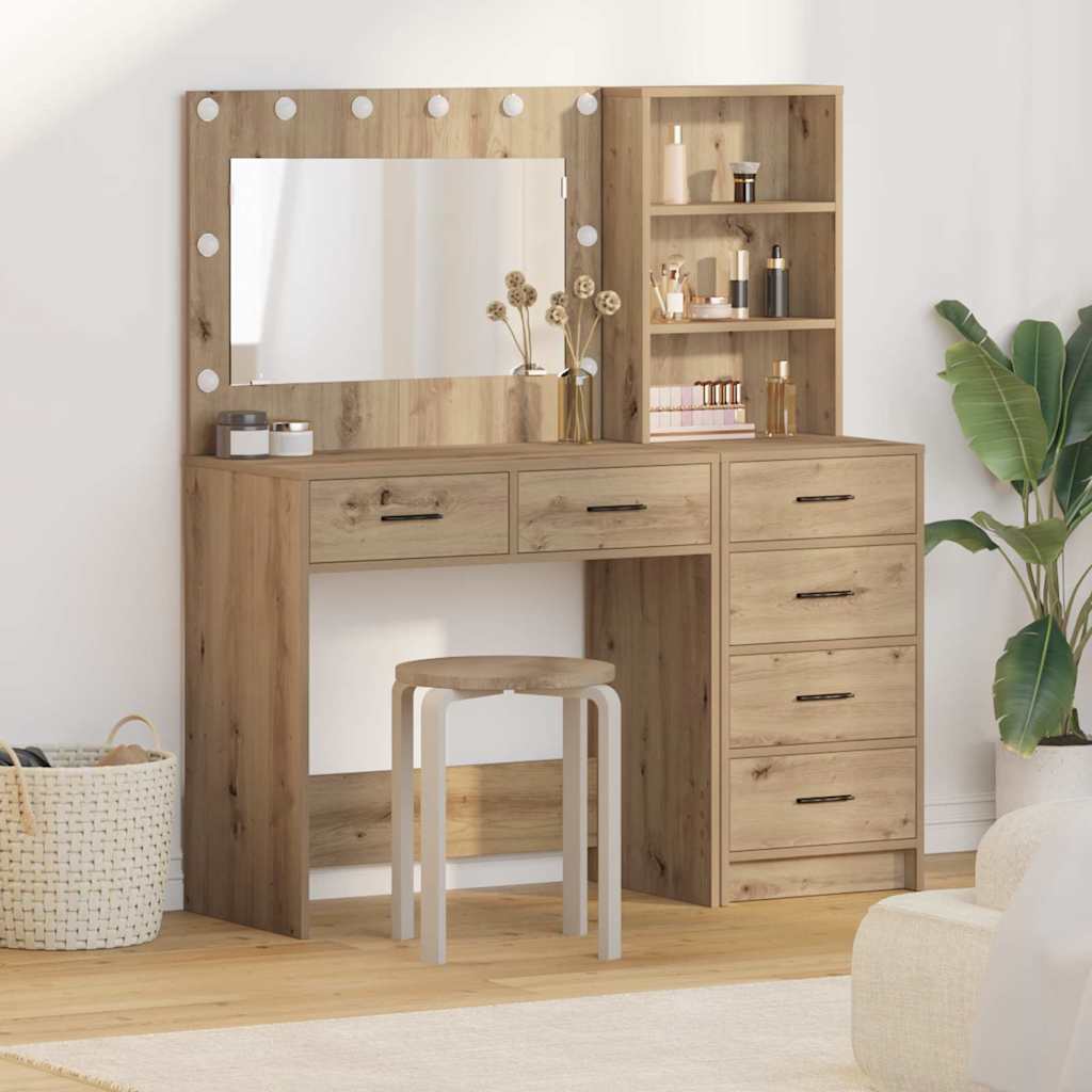 vidaXL Dressing Table with Drawer with Shelf White 78.5 x 41 x 135 cm Engineered Wood