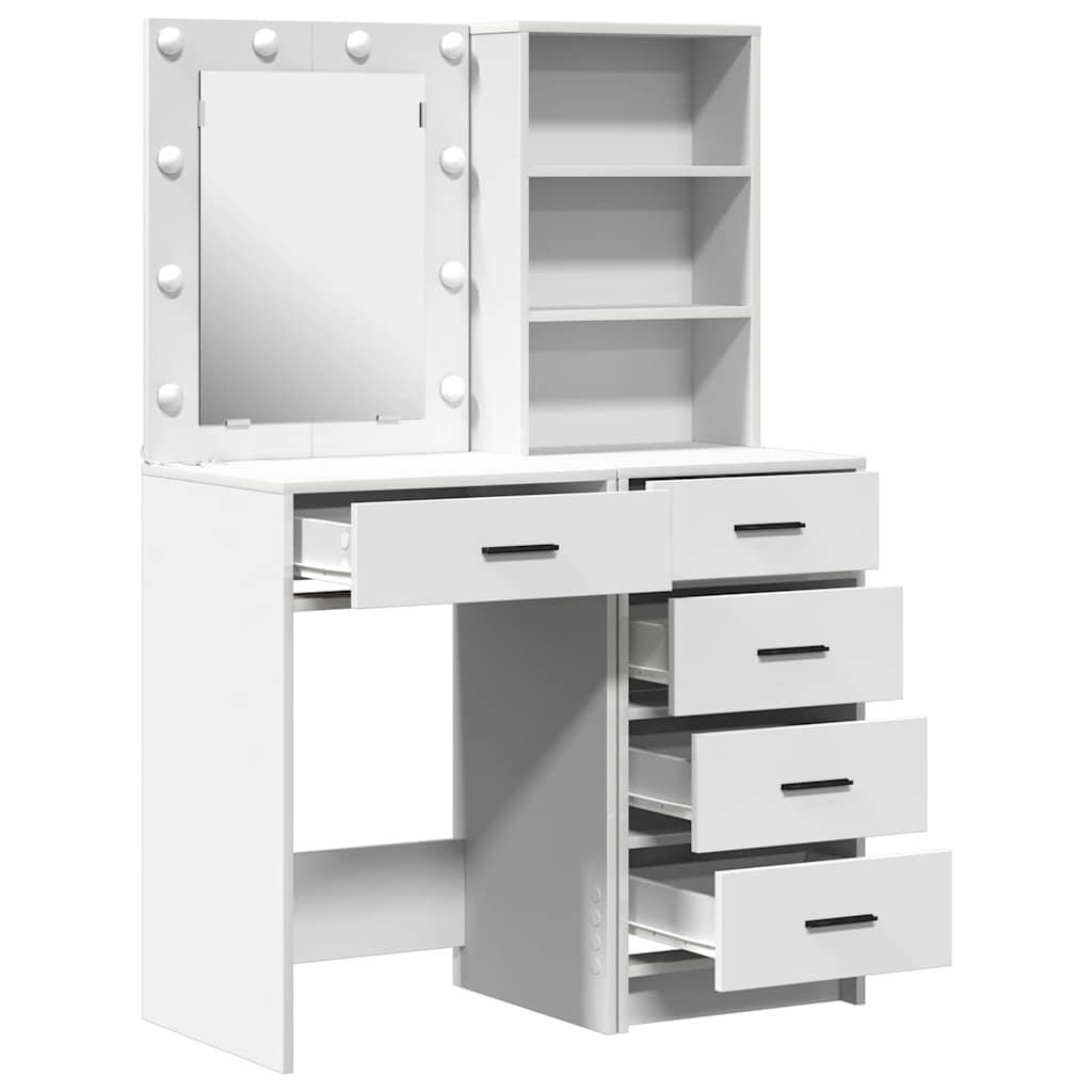 vidaXL Kaptafel met lade 2 pcs Wit 50 x 41 x 135 cm Bewerkt hout