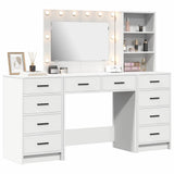 vidaXL Kaptafel met spiegellichten met lade 3 pcs Wit Bewerkt hout