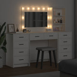 vidaXL Kaptafel met spiegellichten met lade 3 pcs Wit Bewerkt hout