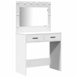 vidaXL Kaptafel met spiegellichten met lade 3 pcs Wit Bewerkt hout