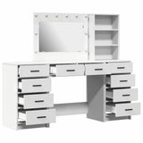 vidaXL Kaptafel met spiegellichten met lade 3 pcs Wit Bewerkt hout