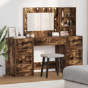 vidaXL Kaptafel met spiegellichten met lade 3 pcs Wit Bewerkt hout