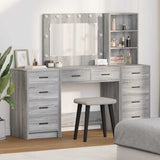 vidaXL Kaptafel met spiegellichten met lade 3 pcs Wit Bewerkt hout