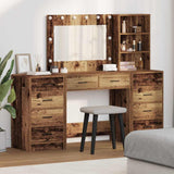 vidaXL Kaptafel met spiegellichten met lade 3 pcs Wit Bewerkt hout