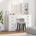 vidaXL Kaptafel met lade 3 pcs Wit 40 x 41 x 135 cm Bewerkt hout