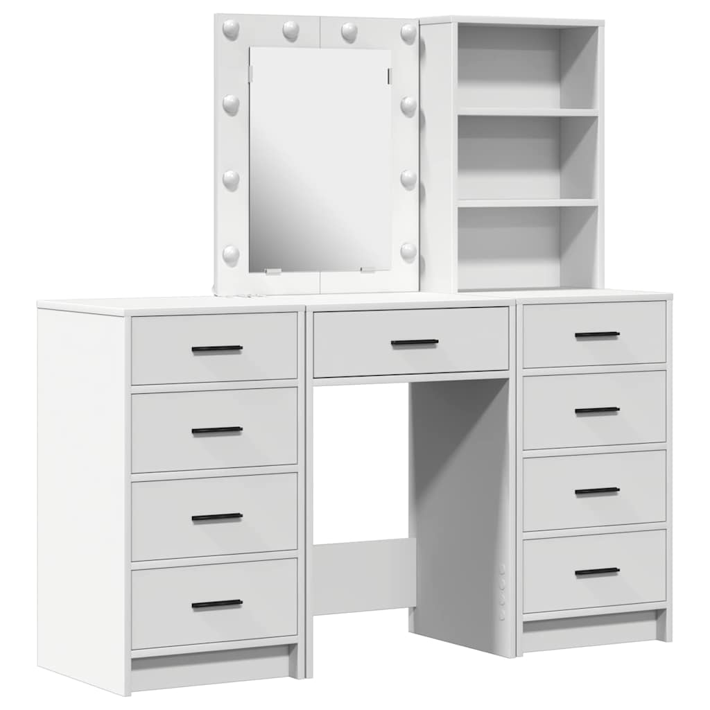vidaXL Kaptafel met lade 3 pcs Wit 40 x 41 x 135 cm Bewerkt hout